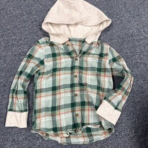 Carters Toddler Boys Long Sleeve Hooded Shirt Plaid top Size 4T